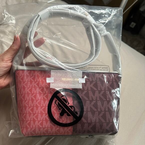 MICHAEL KORS Jet Set Small Two-Tone Logo Crossbody Bag In Oxblood Multi NWT - Picture 2 of 9
